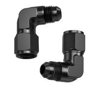 TRUCKMETER 2 Pcs 90 Degree 6AN Female to 6AN Male Swivel Flare Union Fitting Adapter, Black Hard Aluminum Hex Anodized Connector, Automotive Accessories Suitable for Vehicle Fuel Oil Line Modification