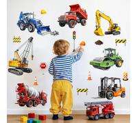 Trucks Digger Car Wall Stickers Construction Vehicles Wall Art Decals
