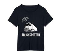 Truckspotter Trucks Autobahn Photographer T-Shirt, Women's Plus, Black, 1X