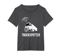 Truckspotter Trucks Autobahn Photographer T-Shirt, Women's Plus, Dark Heather Grey, 1X