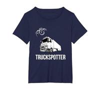 Truckspotter Trucks Autobahn Photographer T-Shirt, Women's Plus, Navy Blue, 1X