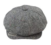 TruClothing 8 Panel Baker Boy Cap Shelby Hat Wool Vintage Tweed Classic Brown Grey Razor - Grey Razor S