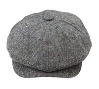 TruClothing 8 Panel Baker Boy Cap Shelby Hat Wool Vintage Tweed Classic Light Grey Razor - Grey M/L