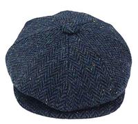 TruClothing 8 Panel Vintage Baker Boy Hat Newsboy Tweed Wool Herringbone 1920s Peaky - Blue XL (59)