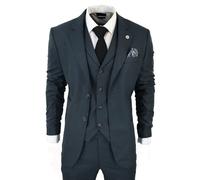 TruClothing AK-07 - Men's 3 Piece Olive Check Suit - 38" Jacket 32" Trousers