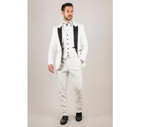 TruClothing AK-24 - Men's White 3 Piece Velvet Wedding Tuxedo Suit - 48" Jacket 42" Trousers