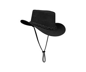TruClothing Australian Unisex Western Cowboy Hat Real Suede Outback Riding Dancing Classic - Black XL (60cm)