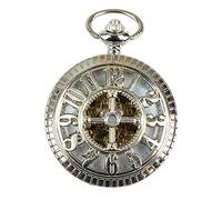 TruClothing Automatic Silver Skelaton Dial Coin Pocket Watch Mechanical Peaky Vintage Double Hunter