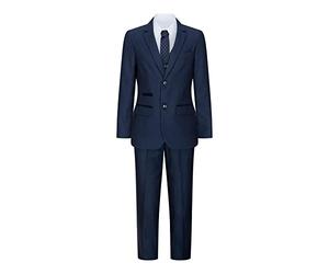 TruClothing Boys Navy Blue 3Piece Tweed Birdseye Suit Smart Formal Wedding Classic 1920s - Navy 14