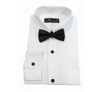 TruClothing Boys White Long Sleeve Button-Down Tuxedo Shirt with Bow Tie - White - 14 Years
