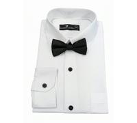 TruClothing Boys White Long Sleeve Button-Down Tuxedo Shirt with Bow Tie - White - 7-8 Years