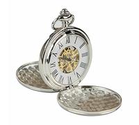 TruClothing Classic Mechanical Silver Coin Fob Pocket Watch Peaky Vintage Skeleton Automatic with Chain and Pouch
