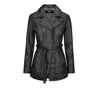 TruClothing.com Ladies Women Real Soft Italian Black Leather Mid Length Jacket - Black S