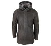 TruClothing.com Mens 3/4 Brown Soft Sheepskin Hood Jacket Genuine 3/4 Coat Classic Warm Winter