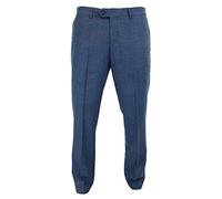 TruClothing.com Mens Blue Trousers Herringbone Tweed Check Vintage Tailored Fit Suit