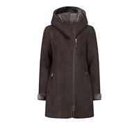 TruClothing.com Womens 3/4 Mid Length Real Sheepskin Brown Vintage Toscana Suede Hood Coat