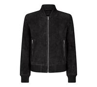 TruClothing Womens Genuine Suede Bomber Jacket Leather Casual Varsity Vintage Casual - Black 4XL