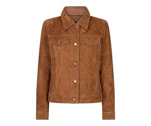 TruClothing.com Womens Suede Vintage Retro Jeans Jacket Real Leather Short Biker Grease 1980s Classic