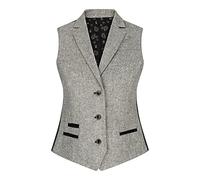 TruClothing.com Womens Tweed Grey Black Blazer Jacket Waistcoat Elow Patch Classic Peaky 1920s