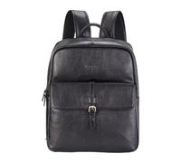 TruClothing Genuine Leather Backpack Premium Laptop Rucksack with Padded Mesh Straps Multi-Compartment - Black 29.5 x 37.5 x 13 cm