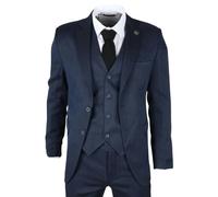 TruClothing IM07 - Men's 3 Piece Navy Blue Classic Suit - 36" Jacket 30" Trousers