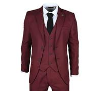 TruClothing IM09 - Men's 3 Piece Burgundy Classic Suit - 44" Jacket 38" Trousers