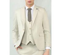 TruClothing IM200 - Men's Cream Tailored Fit Wedding 3 Piece Suit - 36" Jacket 30" Trousers