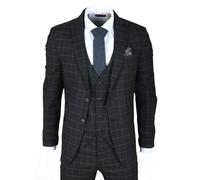 TruClothing IM3 - Men's Black Checked Tailored Fit Suit - 46" Jacket 40" Trousers