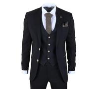 TruClothing IM32 - Men's Black 3 Piece Tailored Fit Suit - 50" Jacket 44" Trousers