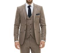 TruClothing IM33 - Men's 3 Piece Brown Tailored Fit Suit - 36" Jacket 30" Trousers