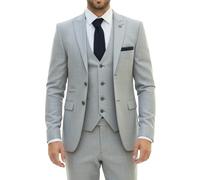 TruClothing IM33 - Men's 3 Piece Grey Tailored Fit Suit - 38" Jacket 32" Trousers