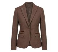 TruClothing Women's Oak Brown Tweed Blazer Herringbone Slim Fit Jacket Waistcoat Set - Oak Blazer 16
