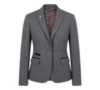 TruClothing Women's Grey Tweed Blazer Herringbone Slim Fit Jacket Waistcoat Set - Grey Blazer 18