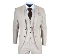 TruClothing James - Men's 3 Piece Cream Tailored Fit Suit - 40" Jacket 34" Trousers
