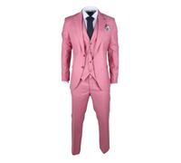 TruClothing James - Men's 3 Piece Pink Tailored Fit Suit