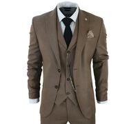 TruClothing James - Men's 3 Piece Plain Brown Suit - 36" Jacket 30" Trousers