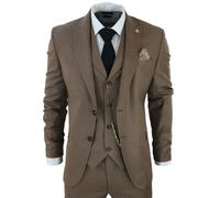 TruClothing James - Men's 3 Piece Plain Brown Suit - 44" Jacket 38" Trousers