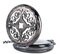 TruClothing Mechanical Skeleton Antique Brass Vintage Pocket Watch with Chain - Black One Size