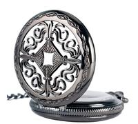 TruClothing Mechanical Skeleton Antique Brass Vintage Pocket Watch with Chain - Black One Size