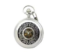 TruClothing Mechanical Skeleton Half Hunter Antique Brass Vintage Pocket Watch with Chain - Silver One Size