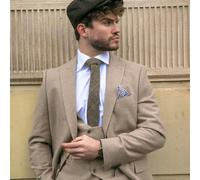 TruClothing Men' 3 Piece Suit Tan Brown Double Breasted - 38" Jacket 32" Trousers