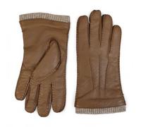 Infinity Leather Men’s Genuine Leather Wool Lined Ribbed Knit Cuff Gloves - Tan - 2XL