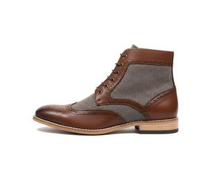 TruClothing Men’s Wingtip Brogue Ankle Boots Leather Lined Chukka Dress Shoes - Brown 8