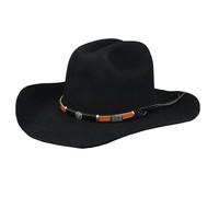 TruClothing Men's 100% Wool Felt Wide Brim Cowboy Hat - Black - Large