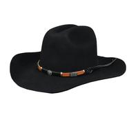 TruClothing Men's 100% Wool Felt Wide Brim Cowboy Hat - Black - Small