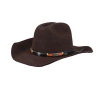 TruClothing Men's 100% Wool Felt Wide Brim Cowboy Hat - Brown - Medium