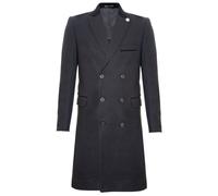 Tru Clothing Mens 3/4 Black Long Double Breasted Warm Winter Business Crombie Overcoat Wool Coat 36