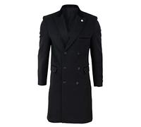 TruClothing Mens 3/4 Long Double Breasted Overcoat Jacket Wool Coat