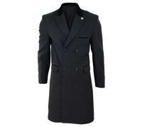 TruClothing Men's 3/4 Long Double Breasted Overcoat Jacket Wool Coat Peaky Blinders - Charcoal - Medium
