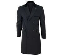 TruClothing Men's 3/4 Long Double Breasted Overcoat Jacket Wool Coat Peaky Blinders - Charcoal - Small